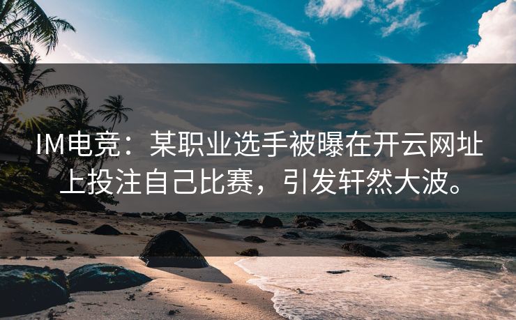 IM电竞：某职业选手被曝在开云网址上投注自己比赛，引发轩然大波。